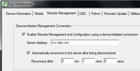 Dashboard Remote Management Settings